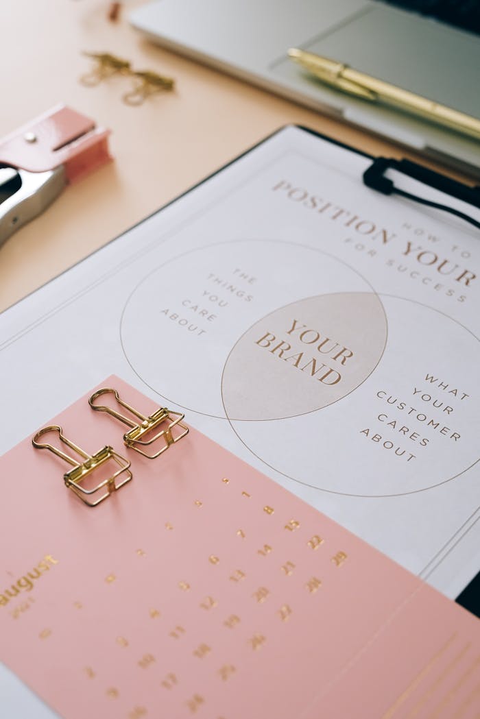 about-us Organize your brand strategy with this detailed clipboard layout showcasing planning and positioning.